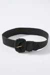 Linea Pelle Raffia-wrapped Stretch Belt In Black