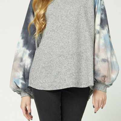 ENTRO TIE DYE PUFFY SLEEVE TOP