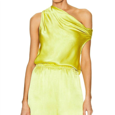 Enza Costa One-shoulder Satin-crepe Top In Green