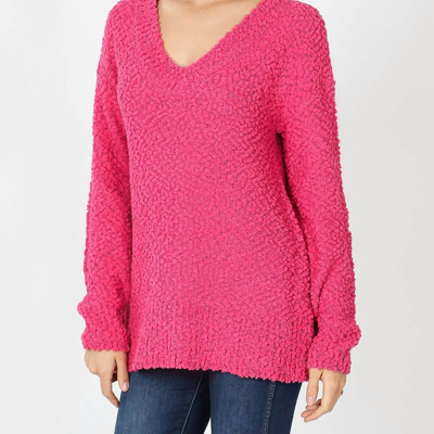 Umgee Popcorn Plus Sweater In Pink