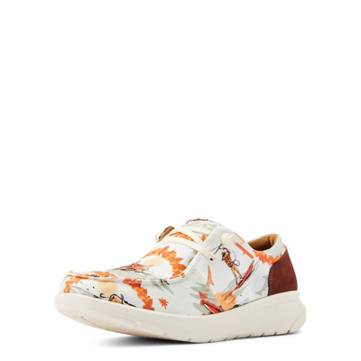 Ariat The Hilo Surfing Longhorn Print Shoe In White