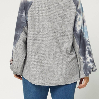 Entro Tie Dye Puffy Sleeve Top Plus In Grey