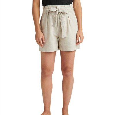 Jag High Rise Belted Pleat Paper Bag Short In Brown
