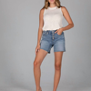 JAG CECILIA HIGH RISE SHORTS WITH EXPOSED BUTTON FLY