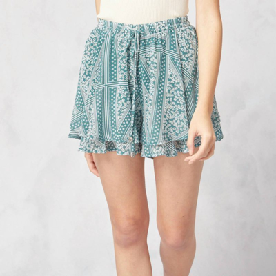 Entro Floral Layered Shorts In Green