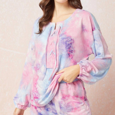 Entro Cotton Candy Pullover In Tie-dye Print In Pink