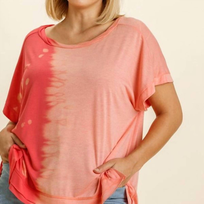 Umgee Contrast Short Sleeve Top In Pink