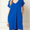 ENTRO TEE SHIRT DRESS WITH ROLLED SLEEVES AND POCKETS