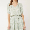 ENTRO PRINTED PUFF SLEEVE TIERED DRESS