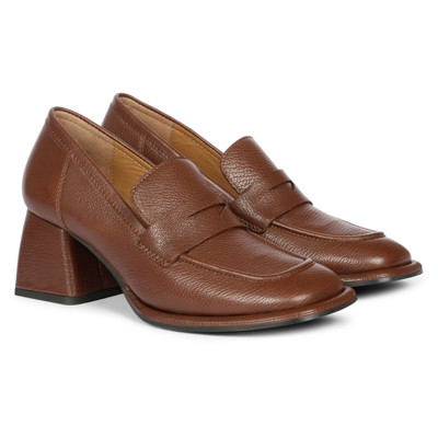 SAINT G VIVIANA BROWN LEATHER LOAFERS