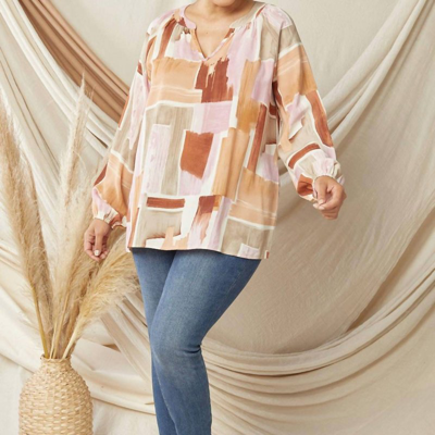 Entro Abstract V-neck Top In Multi