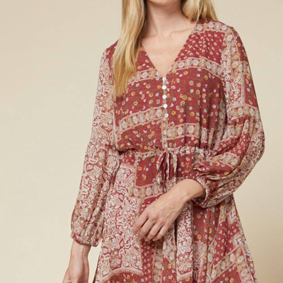 Entro Paisley Print Dress In Marsala Wine In Pink
