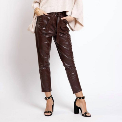 Bishop + Young Harper Vegan Leather Bag Pant In Brown