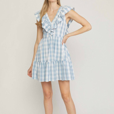 Entro Gingham Dress In Blue