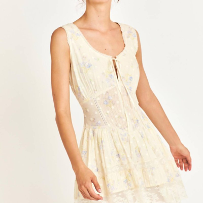 Loveshackfancy Ceronne Sleeveless Embroidered Floral Lace Mini Dress In Yellow