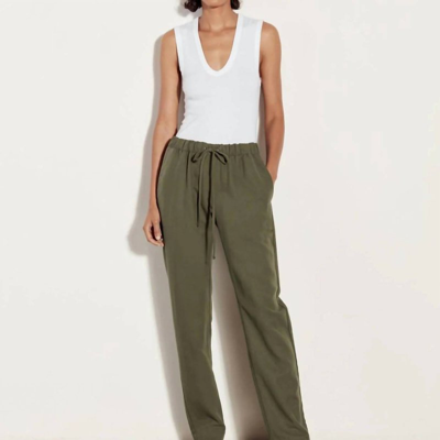 Enza Costa Twill Easy Pant In Dark Olive In Green