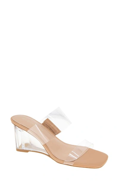 Bcbgeneration Lorie Wedge Slide Sandal In Clear/ Tan