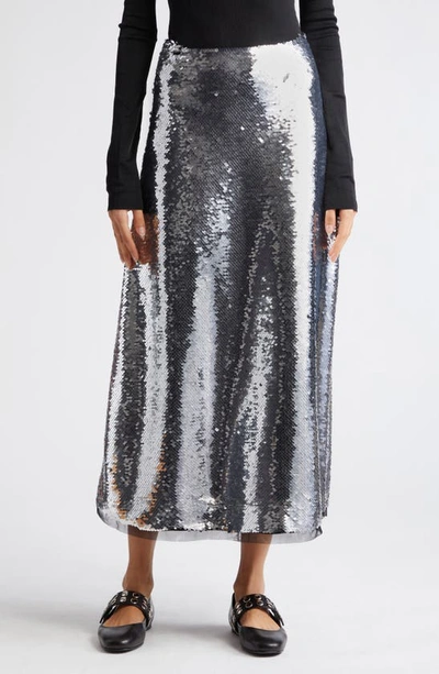 Molly Goddard Lyra Sequined Tulle Midi Skirt In Silber