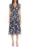 Maggy London Midi Dress In Navy/ Black/ White