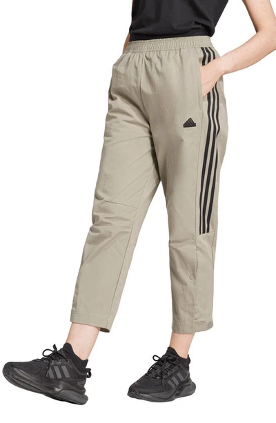 Adidas Originals Tiro Loose Fit Cotton Twill Track Pants In Silver Pebble/ Black