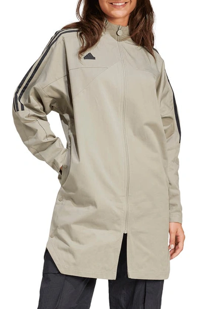 Adidas Originals Tiro Cotton Zip-up Jacket In Silver Pebble/ Black
