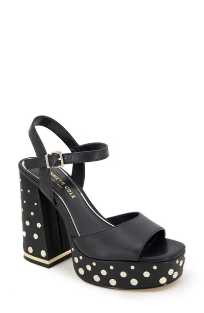 Kenneth Cole New York Dolly Stud Ankle Strap Platform Sandal In Black