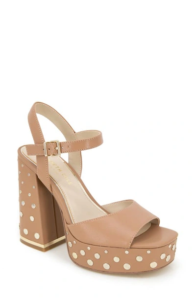 Kenneth Cole New York Dolly Stud Ankle Strap Platform Sandal In Classic Tan