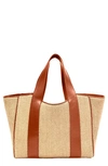 Liselle Kiss Penelope Raffia & Leather Tote In Natural/gingham