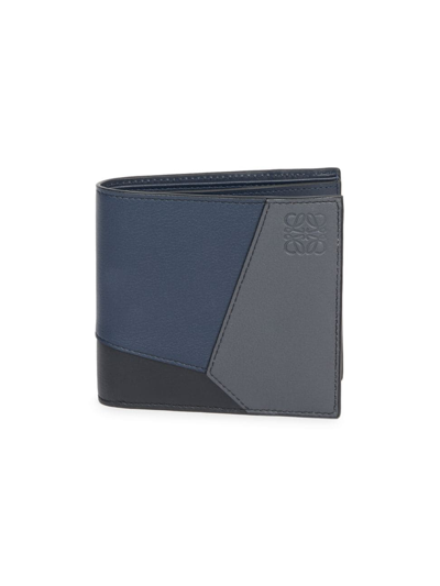 Loewe Puzzle Edge Brand-debossed Leather Wallet In Deep Navy/anthracite