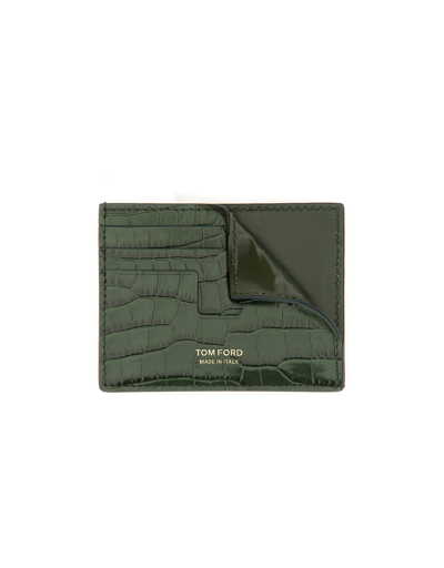 Tom Ford Designer Men's Bags T Line Card Holder In Green