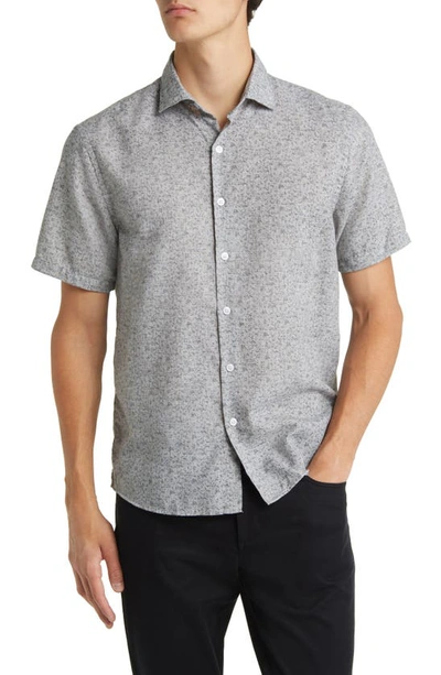 Robert Barakett Fulton Print Short Sleeve Button-up Shirt In Light Olive