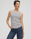 Chico's Stripe Ribbed High Neck Tank Top In Black Size Xxl |  In Black