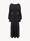 CHLOÉ BOAT-NECK LONG FLARED DRESS BLACK SIZE 4 100% SILK