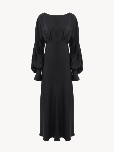 Chloé + Atelier Jolie Open-back Gathered Silk-cady Maxi Dress In Black