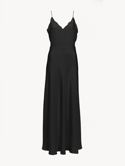 Chloé Sleeveless Long Flared Dress Black Size 6 100% Silk In Noir