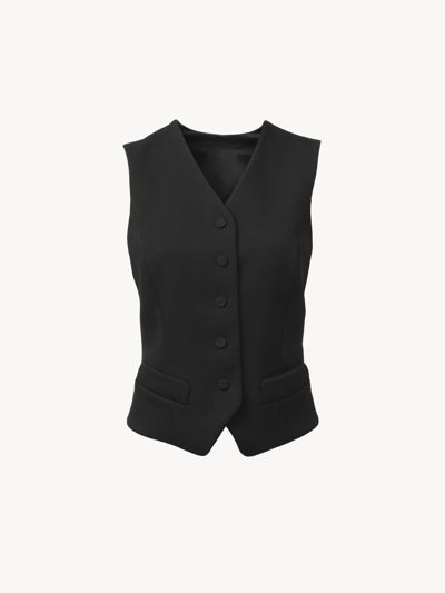 Chloé Reversible Tailored Waistcoat Black Size 2 100% Virgin Wool