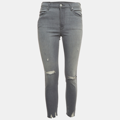 Pre-owned J Brand Grey Ripped Denim Distressed Hem Skinny Jeans M Waist 29"