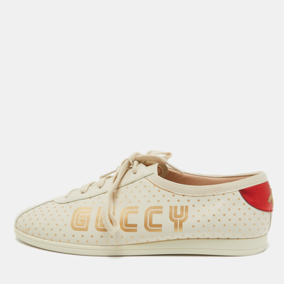 Pre-owned Gucci Cream Leather Falacer Low Top Trainers Size 40