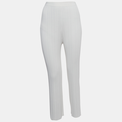 Pre-owned Dion Lee Ivory White Ribbed Knit Trousers M