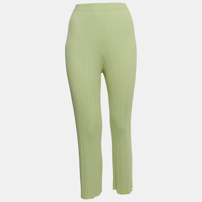 Pre-owned Dion Lee Mint Green Ribbed Knit Trousers M