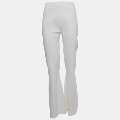 Pre-owned Dion Lee White Knit Wide Leg Trousers L