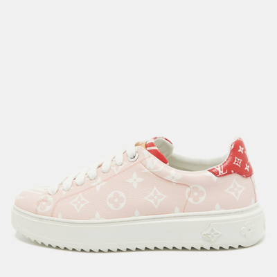 Pre-owned Louis Vuitton Pink Monogram Canvas Time Out Sneakers Size 40