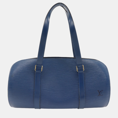 Pre-owned Louis Vuitton Blue Leather Epi Soufflot Handbag