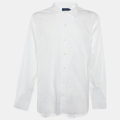 Pre-owned Polo Ralph Lauren White Patterned Linen Shirt 2xl