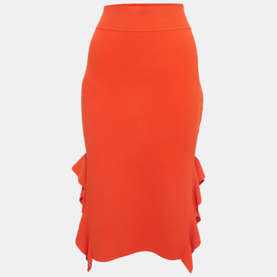 Pre-owned Opening Ceremony Orange Knits Side Flounce Pencil Skirts