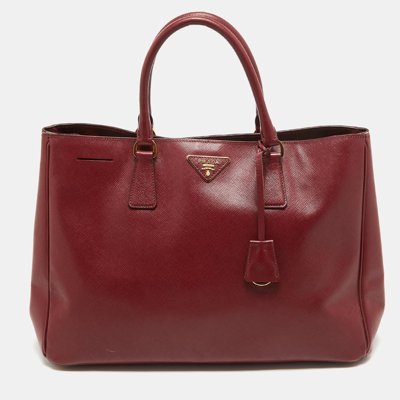 Pre-owned Prada Red Saffiano Leather Large Galleria Tote