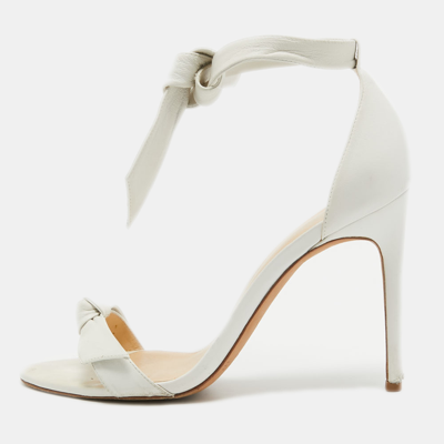 Pre-owned Alexandre Birman White Knotted Leather Clarita Ankle Tie Sandals Size 37.5