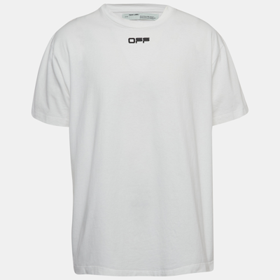 Pre-owned Off-white White Airport Tape Print Cotton Half Sleeve T-shirt S