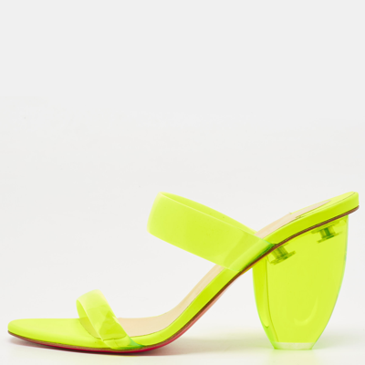 Pre-owned Christian Louboutin Neon Yellow Pvc Ovida Slide Sandals Size 39
