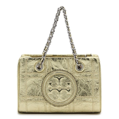 Tory Burch Logo-patch Leather Bag In Cream